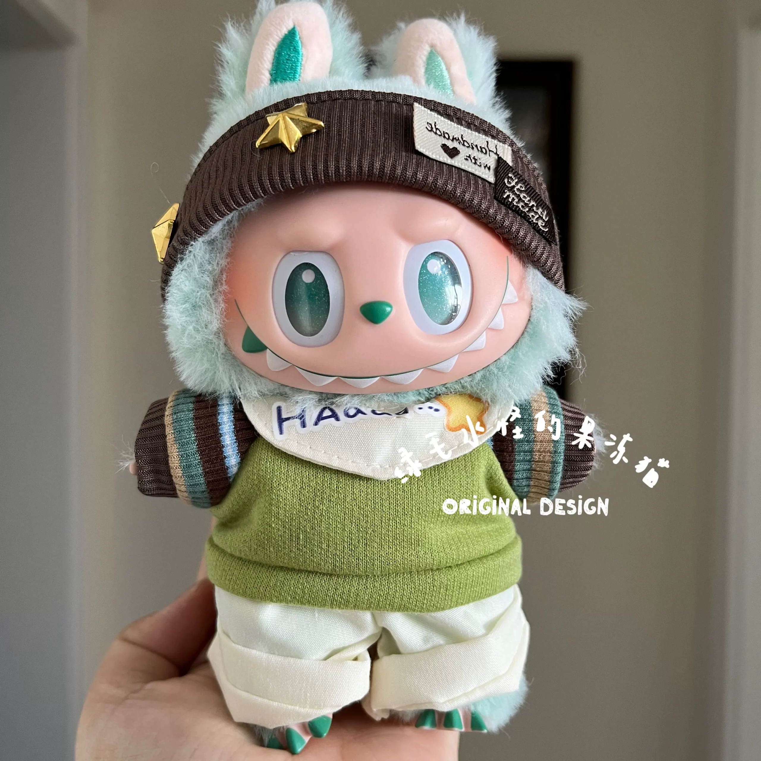 Labubu Clothing 3.0 - Calm Baby Outfit Set (Hat, Bib, Pants) (Fits Gen 1, 2 & 3) | nekolulu 1 Labubu Clothing 3.0 - Calm Baby Outfit Set (Hat, Bib, Pants) (Fits Gen 1, 2 & 3) | nekolulu