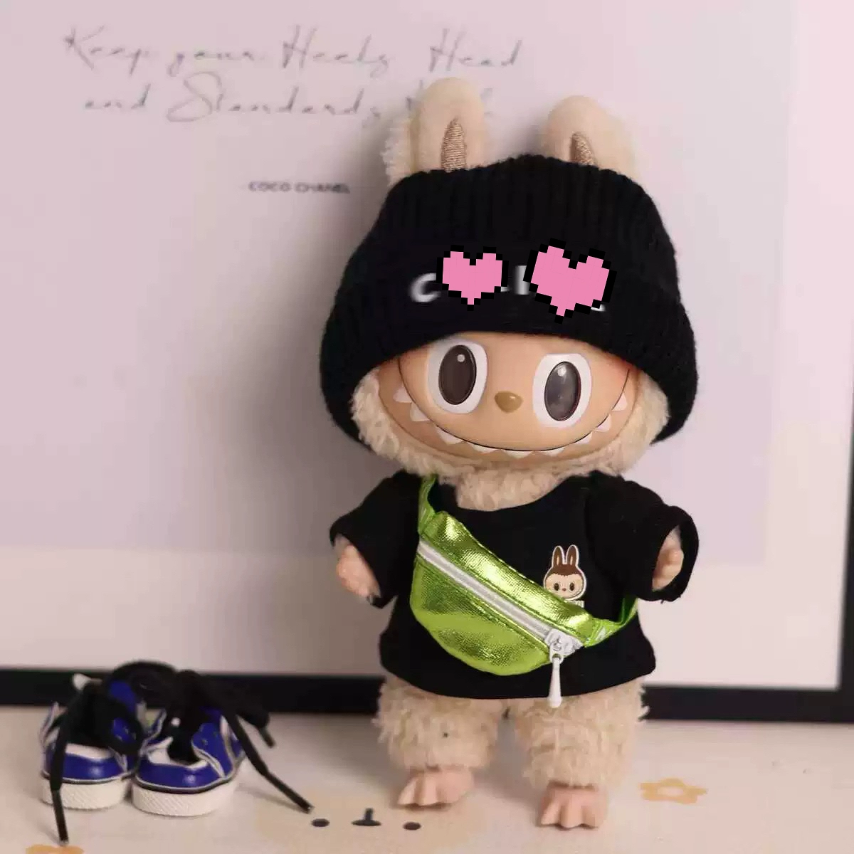 Labubu Clothes – Black Beanie & Fanny Pack Set | nekolulu 1 Labubu Clothes – Black Beanie & Fanny Pack Set | nekolulu