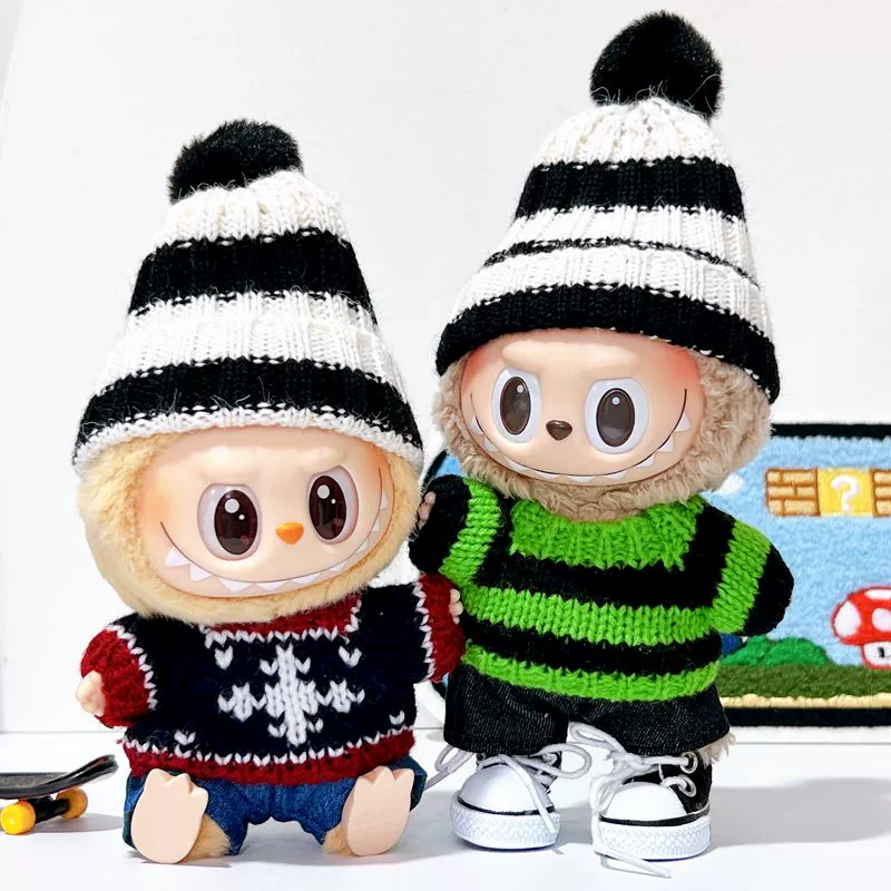 Labubu Clothes Set – Striped Beanie, Scarf & Sweater Outfit | nekolulu 2 Labubu Clothes Set – Striped Beanie, Scarf & Sweater Outfit | nekolulu - Image 2