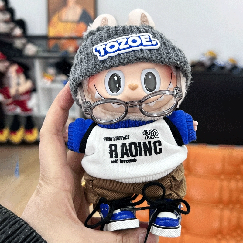 Labubu Clothes – English Style Sweatshirt & Work Pants Set | nekolulu 1 Labubu Clothes – English Style Sweatshirt & Work Pants Set | nekolulu