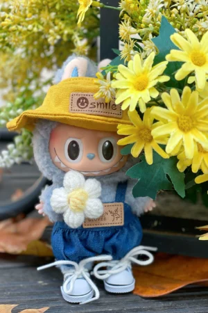 Labubu Clothes – Xiaochun Cowboy Overalls & Fisherman Hat Set | nekolulu