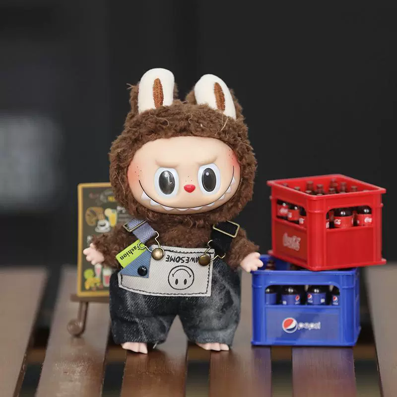 Labubu Clothes Set – Black Smiley Overalls & Beanie | nekolulu 3 Labubu Clothes Set – Black Smiley Overalls & Beanie | nekolulu - Image 3