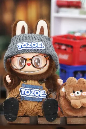 Labubu Clothes Set – Corduroy Overalls & Beanie with Bear Bag | nekolulu