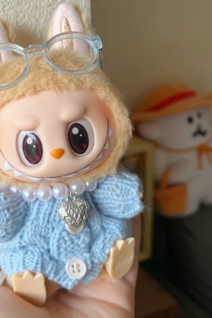 Labubu Clothes – Glasses Pearl Necklace Autumn Winter Set | nekolulu