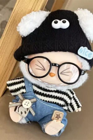 Labubu Clothes – Striped Denim Overalls Set | nekolulu