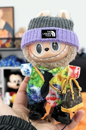 Labubu Clothes Set – Tie-Dye Shirt & Street Style Accessories | nekolulu