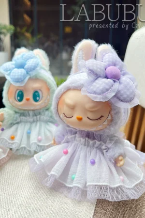 Labubu Clothes – Handmade Beaded Puffy Skirt Set | nekolulu