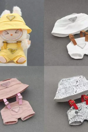 Labubu Clothes Set – Printed Overall Fisherman Hat & Sling (Multi-Color) | nekolulu