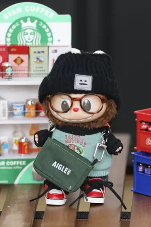 Labubu Clothes – Black Smiley Hat & English Girl Sweatshirt Set | nekolulu