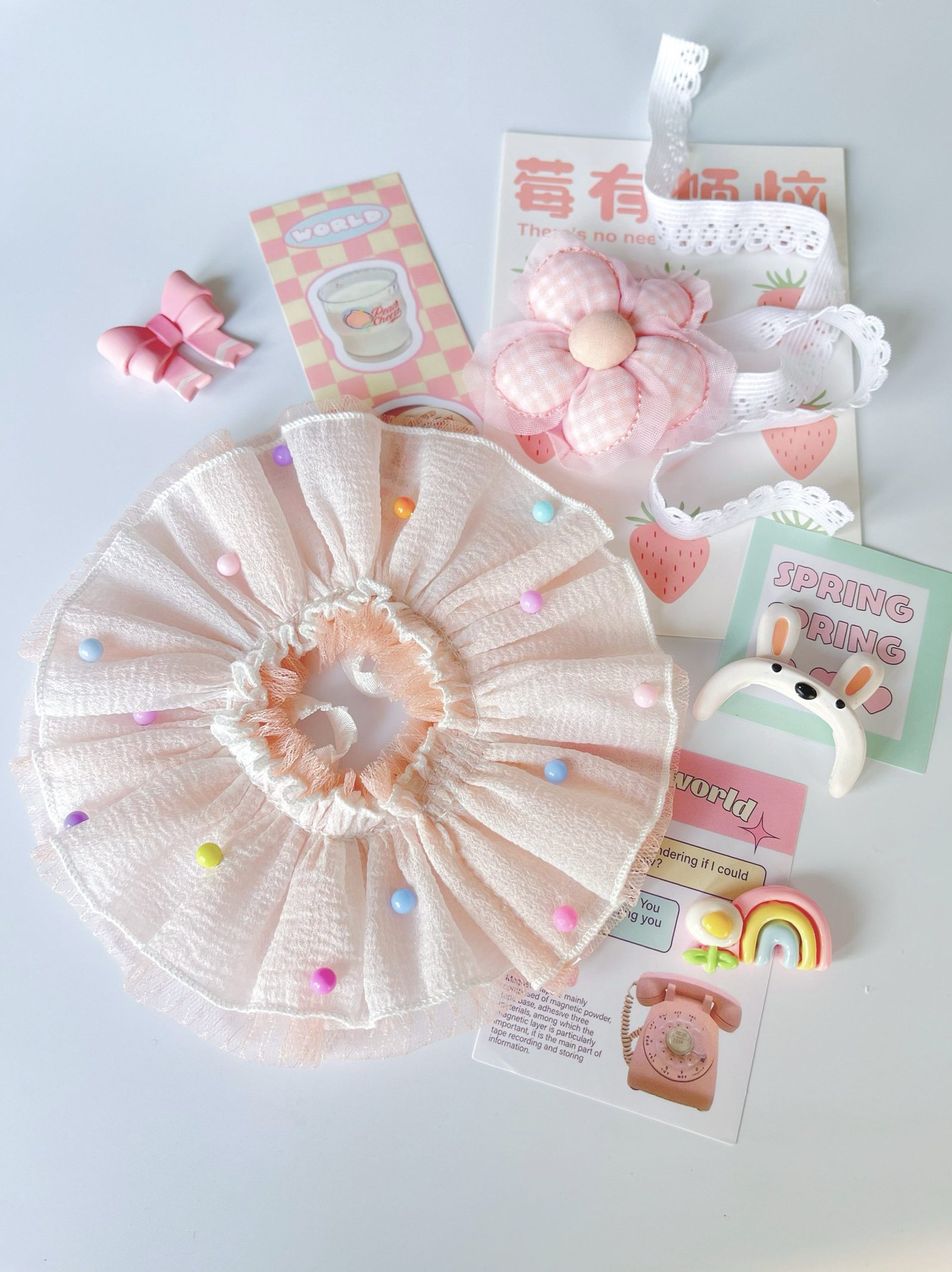 Labubu Clothes – Handmade Beaded Puffy Skirt Set | nekolulu 7 Labubu pink sequin tutu dress with flower headband – Cute outfit for girls