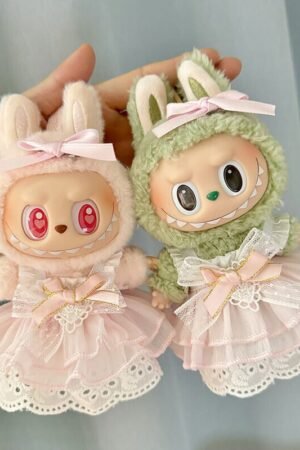 Labubu Clothes Set – Mini Pink & Green Bow Fairy Dresses | nekolulu