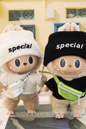 Labubu Clothes Set – Handmade Plush Doll Outfits (Black/White Suit) | nekolulu