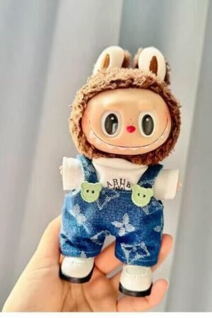 Labubu Clothes - Blue Denim Overalls & White Tee Set | nekolulu