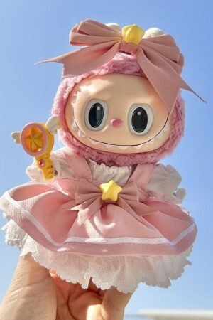 Labubu Clothes Set – Pink Ruffle Dress & Star Wand | nekolulu