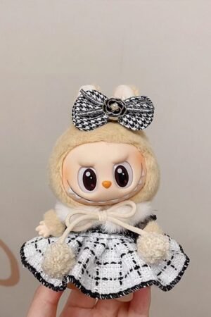 Labubu Clothes Set – Plaid Bow Dress & Beret | nekolulu