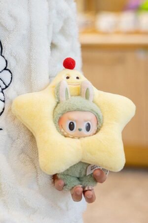 Labubu Clothes Set – Yellow Star Plush Holder & Green Bunny Hat | nekolulu