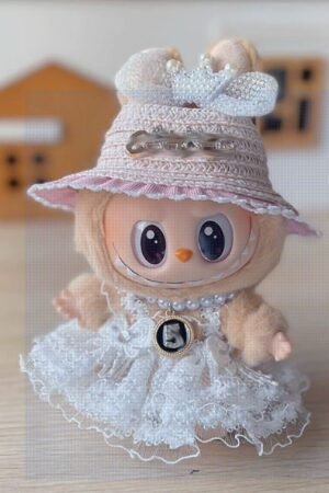 Labubu Clothes Set – White Princess Dress with Pink Bow | nekolulu