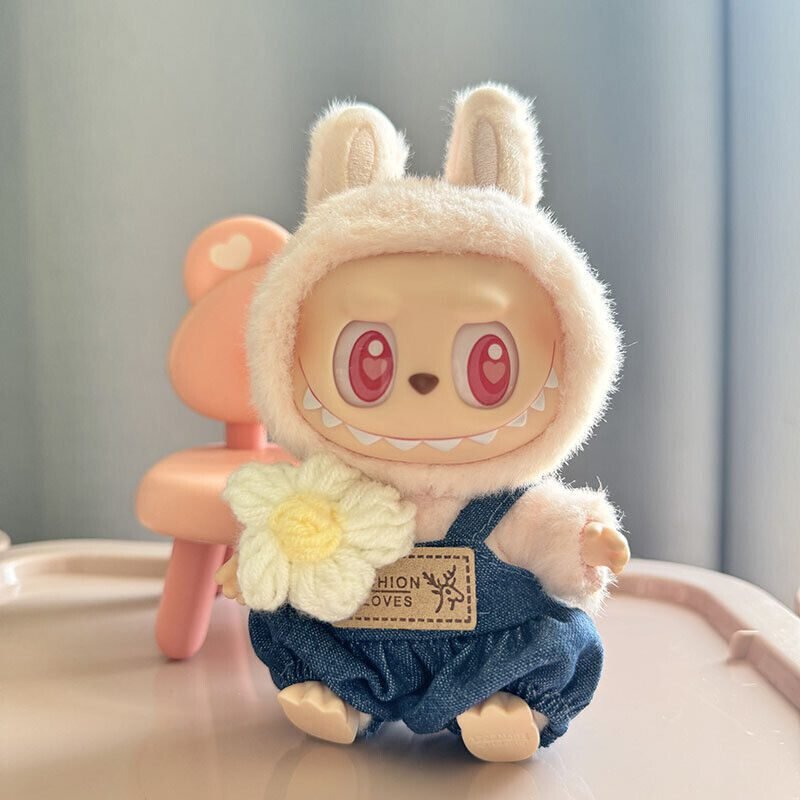 Labubu Clothes Set – Bunny Hood & Denim Overalls | nekolulu 1 Labubu Clothes Set – Bunny Hood & Denim Overalls | nekolulu