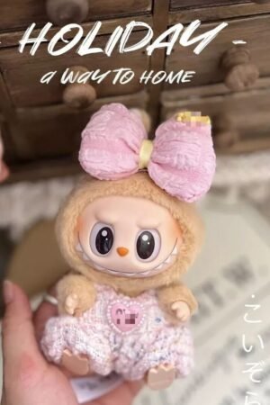 Labubu Clothes Set – Pink Knitted Romper & Bow | nekolulu