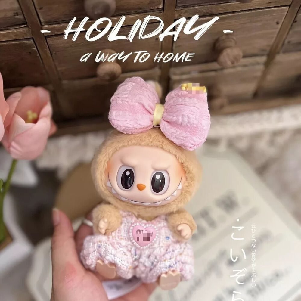 Labubu Clothes Set – Pink Knitted Romper & Bow | nekolulu 1 Labubu Clothes Set – Pink Knitted Romper & Bow | nekolulu