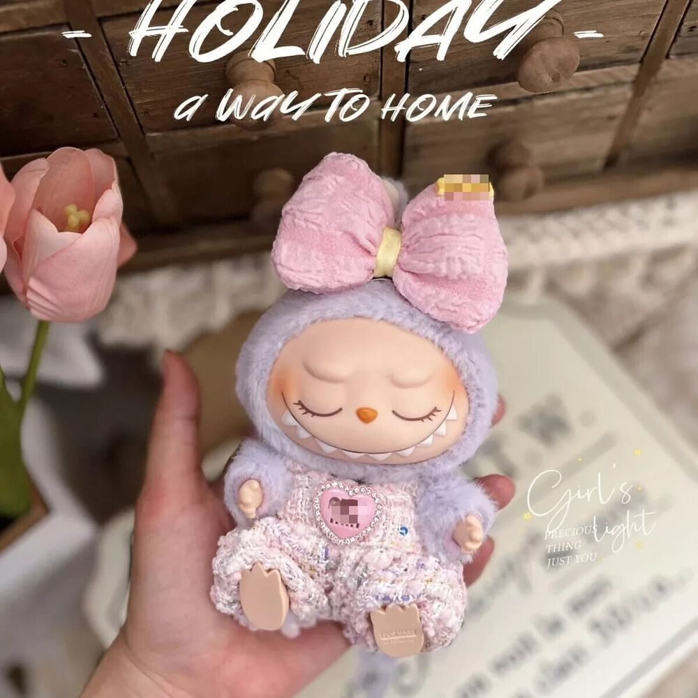 Labubu Clothes Set – Pink Knitted Romper & Bow | nekolulu 4 Labubu Clothes Set – Pink Knitted Romper & Bow | nekolulu - Image 4