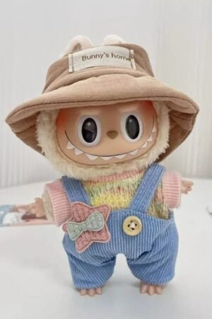 Labubu Clothes Set – Bunny Overalls & Bucket Hat | nekolulu