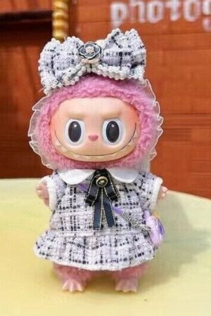 Labubu Clothes Set – Elegant Plaid Dress & Bow | nekolulu