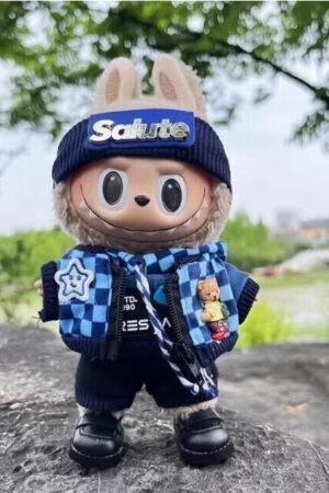 Labubu Clothes - Plush Doll Handmade Checkered Jacket Set | nekolulu