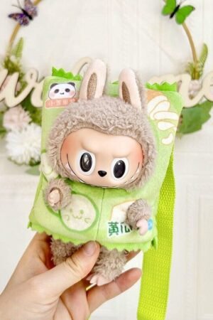 Labubu Clothes Set – Green Backpack & Panda Hood | nekolulu