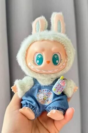 Labubu Clothes Set – Blue Overalls & White Top | nekolulu