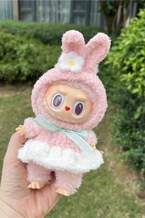 Labubu Clothes Set – Pink Ruffle Dress & Bow | nekolulu