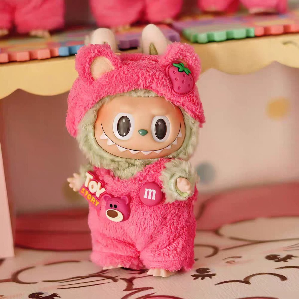 Labubu Clothes Set – Pink Strawberry Bear Outfit with Headband | nekolulu 1 Labubu Clothes Set – Pink Strawberry Bear Outfit with Headband | nekolulu