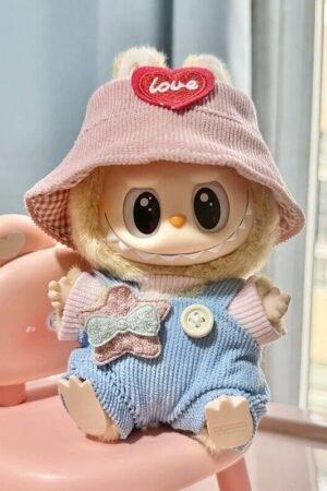 Labubu Clothes - Pink Corduroy Jumpsuit & Hat Set | nekolulu