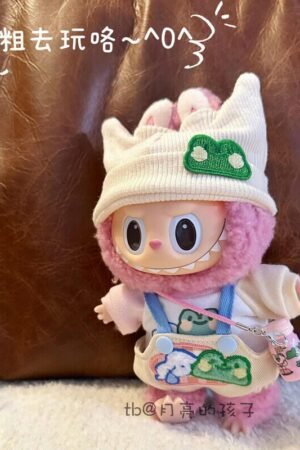 Labubu Clothes Set – Cartoon Overalls & Knitted Hat | nekolulu