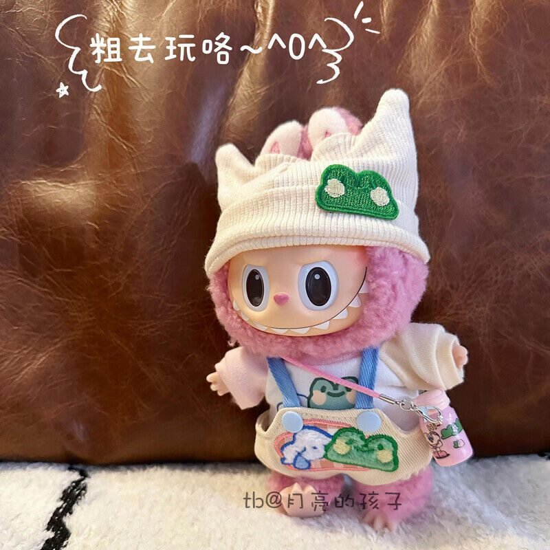 Labubu Clothes Set – Cartoon Overalls & Knitted Hat | nekolulu 1 Labubu Clothes Set – Cartoon Overalls & Knitted Hat | nekolulu