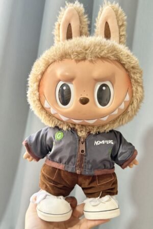 Labubu Clothes - 38CM Plush Doll Cool Grey Jacket 2 Piece Set | nekolulu