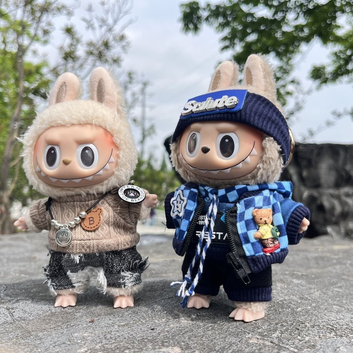 Labubu Clothing - Blue Checker Clothes Set | nekolulu 1 Labubu Clothing - Blue Checker Clothes Set | nekolulu