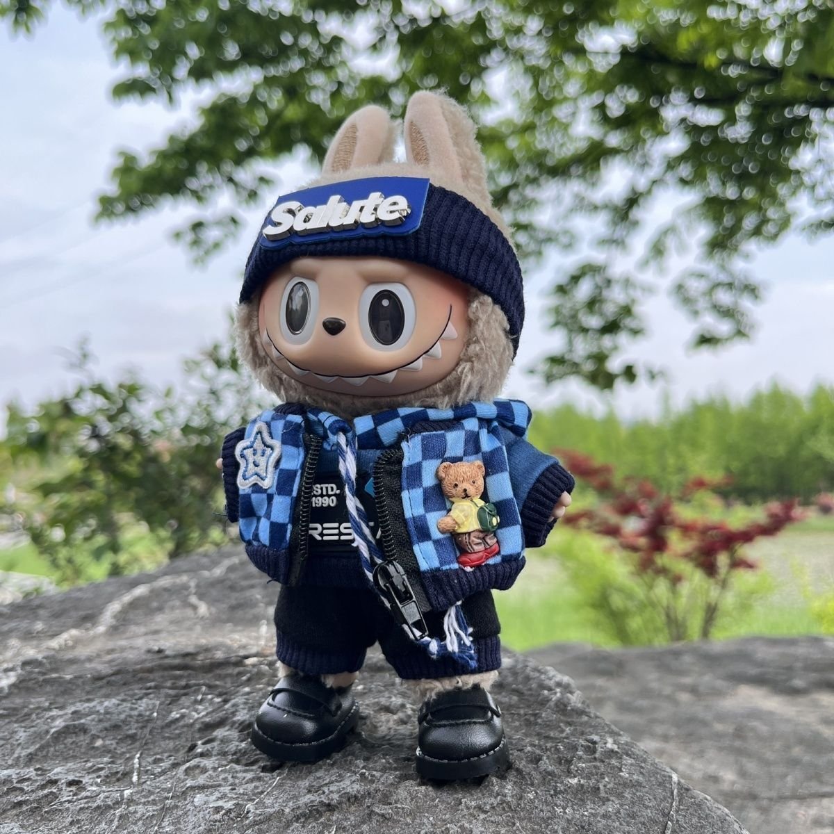 Labubu Clothing - Blue Checker Clothes Set | nekolulu 6 Labubu Clothing - Blue Checker Clothes Set | nekolulu - Image 6