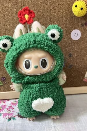 Labubu Clothes Set – Green Frog Jumpsuit | nekolulu