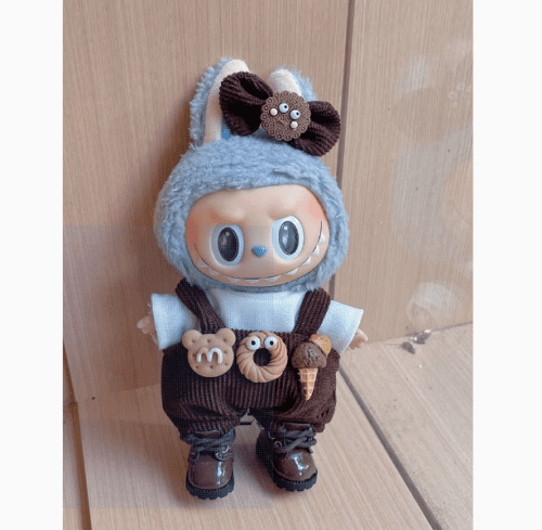 Labubu Clothes - Plush Doll Donut Overalls Set | nekolulu 1 Labubu Clothes - Plush Doll Donut Overalls Set | nekolulu