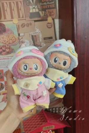 LABUBU Clothes Set - Blue/Pink Baby Suit Three-Piece Outfit