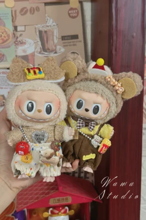 LABUBU Clothes Set - Cute Popcorn Bear / M Bean Four-piece Outfit