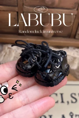 Labubu Shoes - Classic Black Leather Doll Shoes - nekolulu