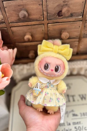 Labubu Clothes Set - Yellow Floral Skirt Headband, Labubu Doll Apparel | nekolulu