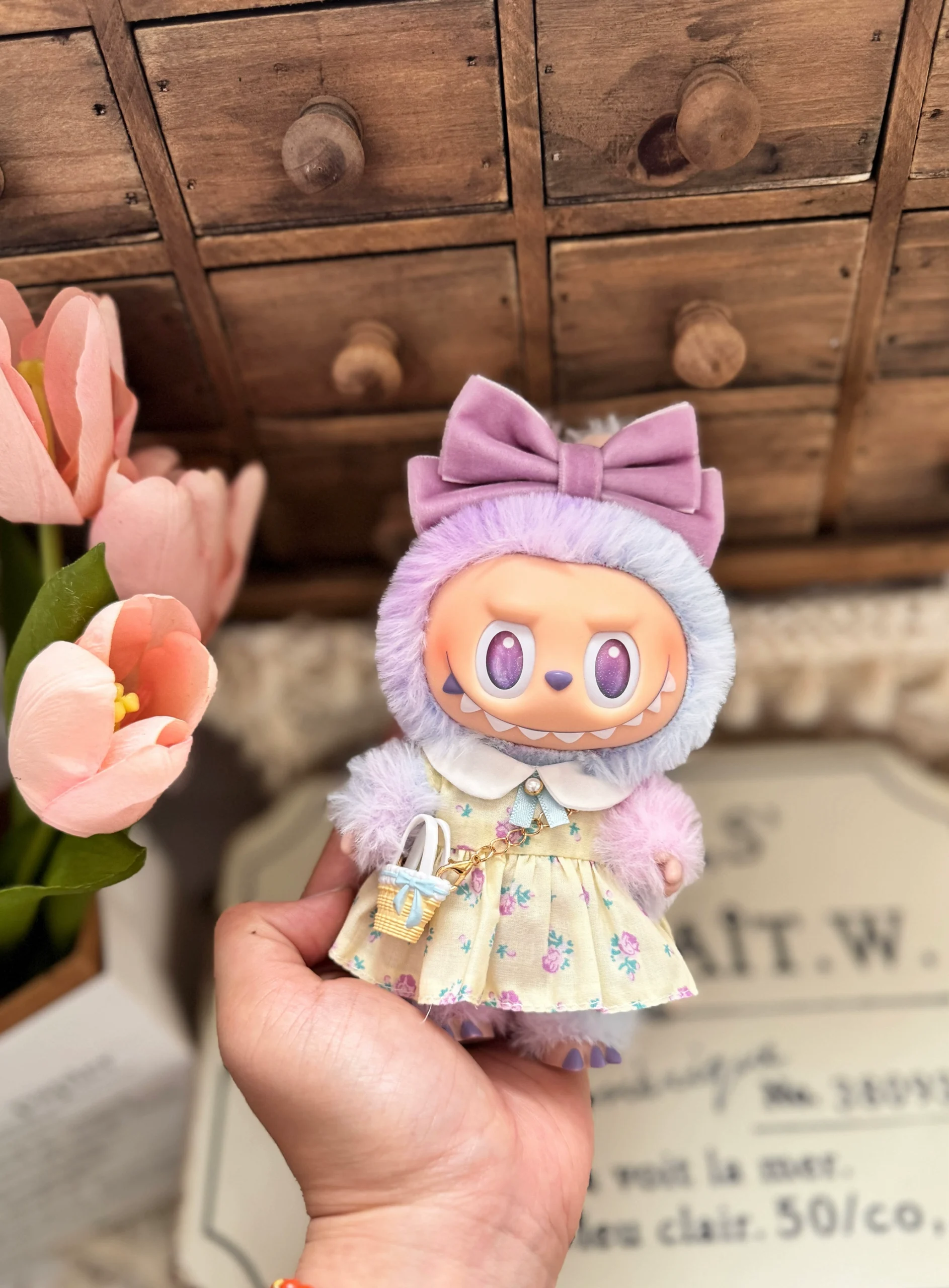 Labubu Clothes Set - Yellow Floral Skirt Headband, Labubu Doll Apparel | nekolulu 3 Labubu Clothes Set - Yellow Floral Skirt Headband, Labubu Doll Apparel | nekolulu - Image 3