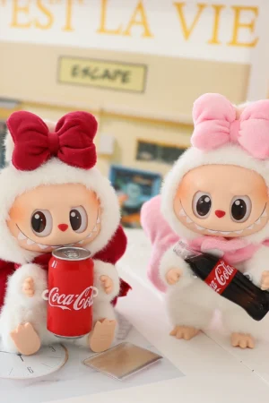 Coca Cola LABUBU Clothes Set - Pink/Rose Red/Yellow Bow Outfits