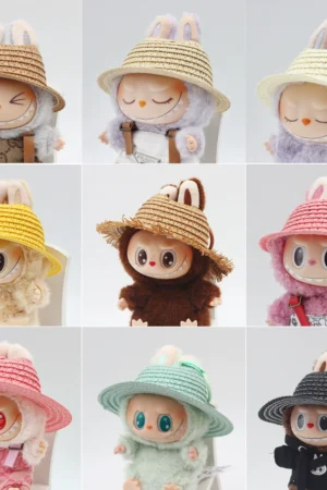 Labubu Open-Mouthed Straw Hat - Woven Hat, Labubu Doll Accessories | nekolulu