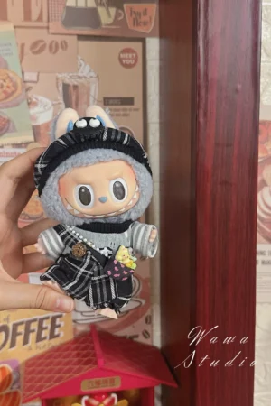 LABUBU Clothes Set - Striped Art Puppy Four-piece Outfit