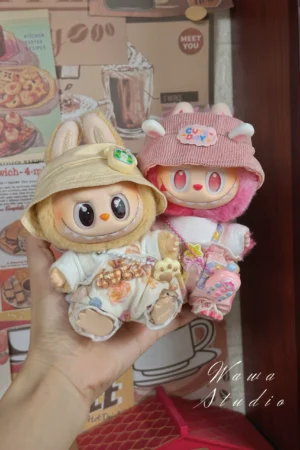 LABUBU Clothes Set - Brown Claw / Pink Star Four-piece Outfit