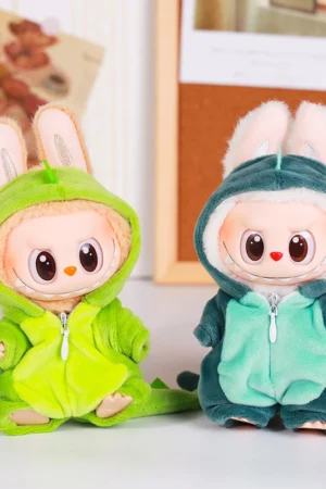 Labubu Doll Clothes: 15CM Dinosaur Animal Suit 6-Piece Set with Hat